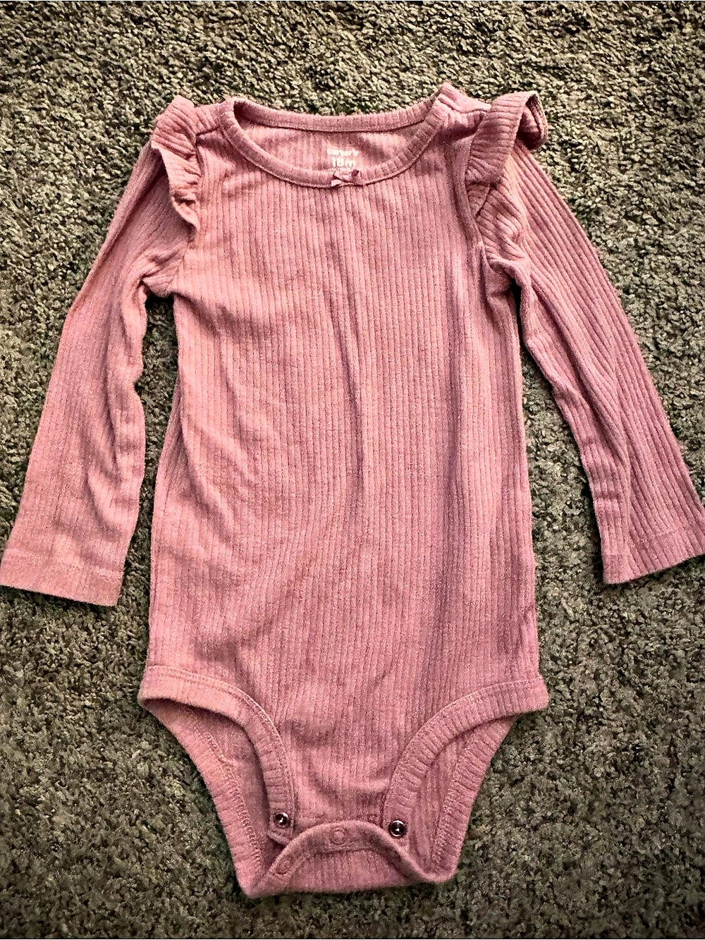 Carter's Ribbed Ruffle-Sleeve Bodysuit Pink Baby 18M